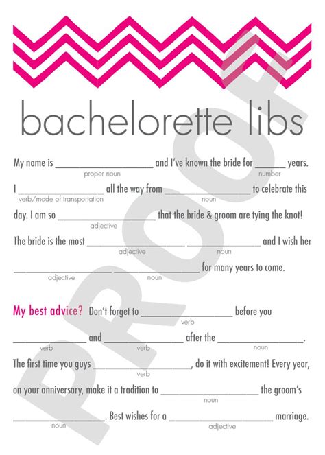 Bachelorette Party Mad Libs Printable